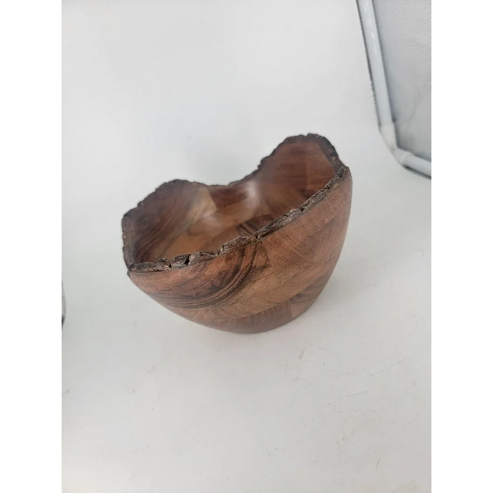 Natural Edge Hand Made Black Walnut Wooden Bowl ‎ 7 X 4 